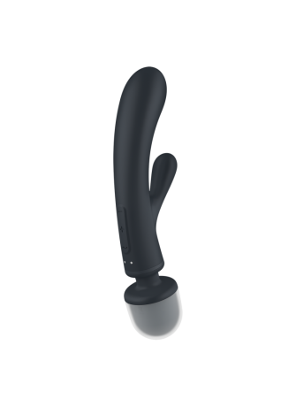 2 en 1 Vibromasseur rabbit et wand noir USB Triple Lover Satisfyer - CC597825